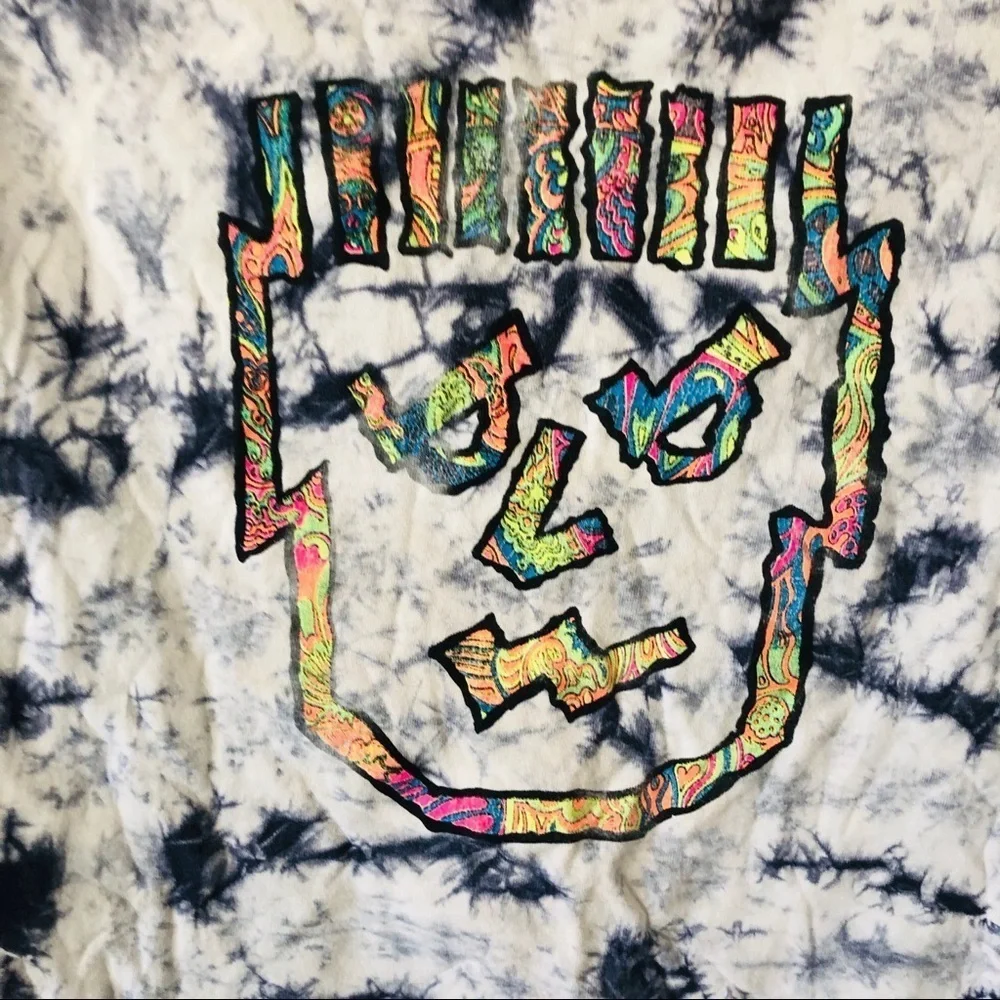 Vintage 90s tie dye colorful face long sleeve shirt size 10
